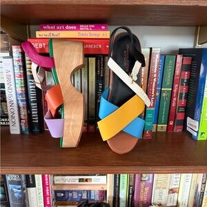 Charlotte Stone Blue and Yellow Platform Sandals